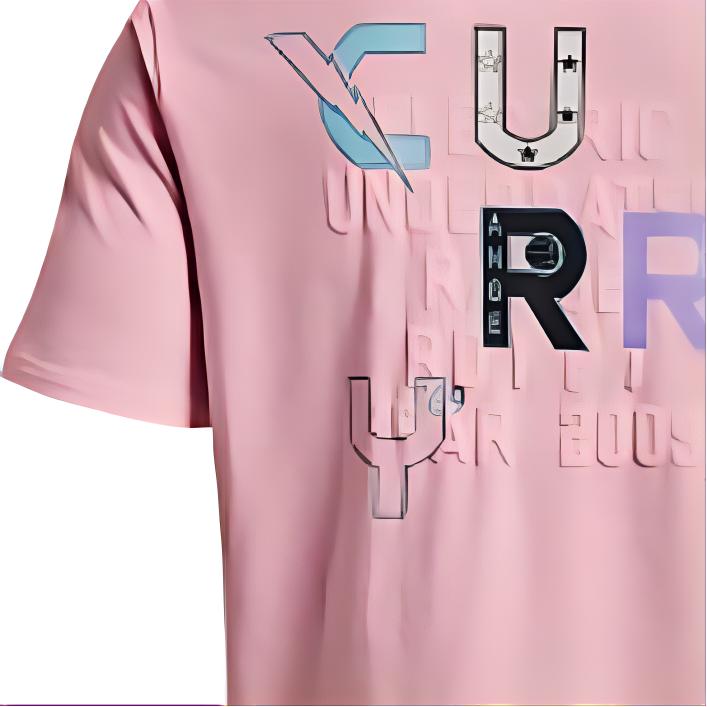 Under Armour Футболка с коротким рукавом в американском винтажном стиле с буквенным принтом, мужская, розовая 1376807-676