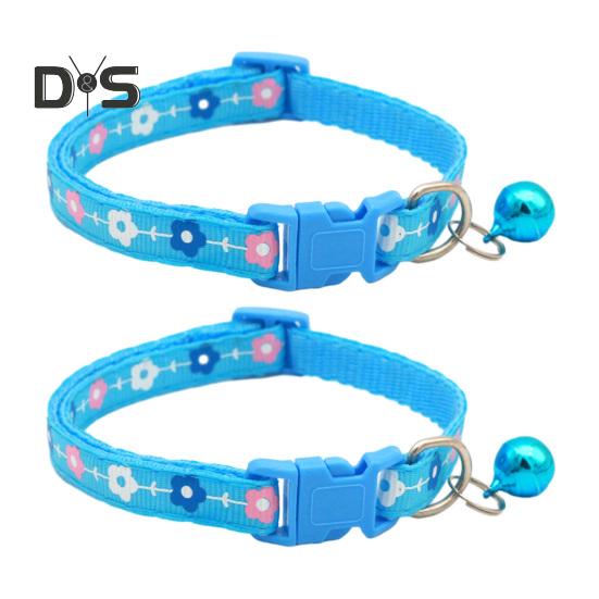 2 шт. ошейник для домашних животных с колокольчиком, цветочный дизайн, ошейник для кошек с пряжкой, регулируемый ошейник для щенков, маленьких мальчиков, девочек, котят, собак, маленьких животных
