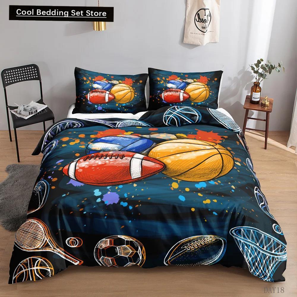 Футбольный комплект постельного белья 3D спортивный футбольный комплект постельного белья наволочка для мальчиков подростков двойной размер Queen King Size полиэстеровый чехол Qulit
