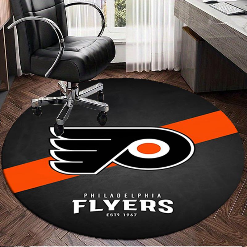 1PC Flyers Hockey Team Round Rug, Non-slip Chair Mat, Home Decor, Circle Carpet Perfect for Office, Bedroom, Living Room,Christmas gift