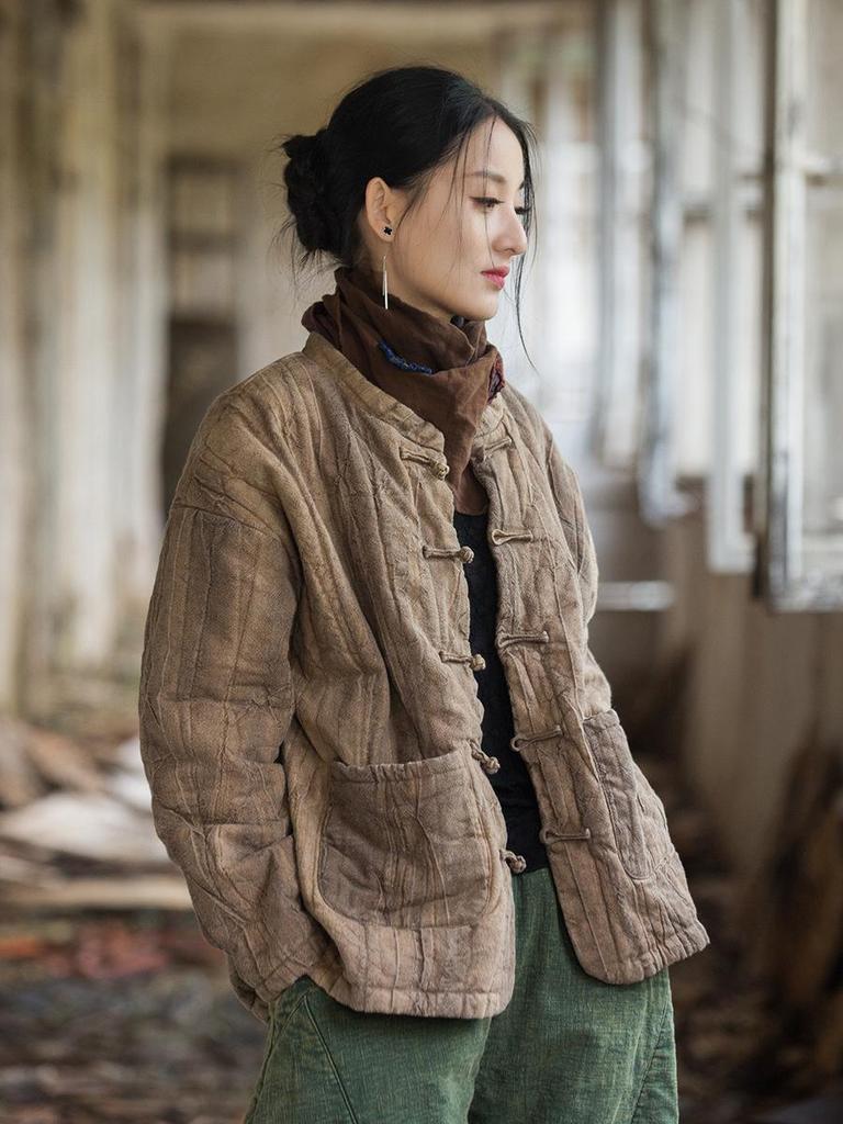 Женская зимняя стеганая куртка из хлопка рами с принтом тай-дай - Новый стиль