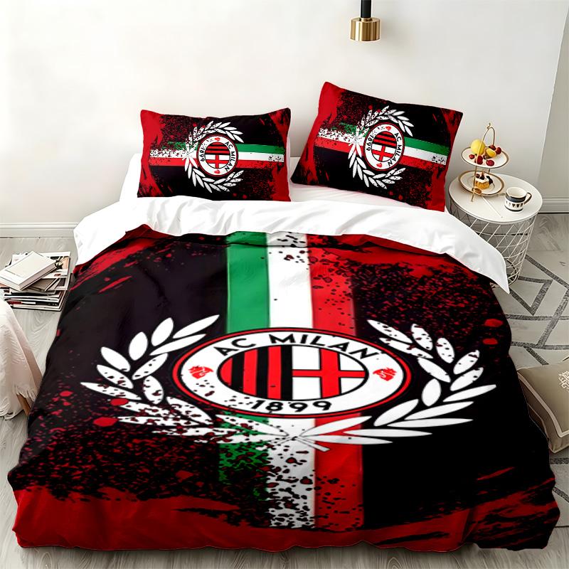 AC Milan 3pc set Perfect for bedroom use Comfortable bedding set includes a duvet cover and two pillowcases Ideal birthday or Christmas gift