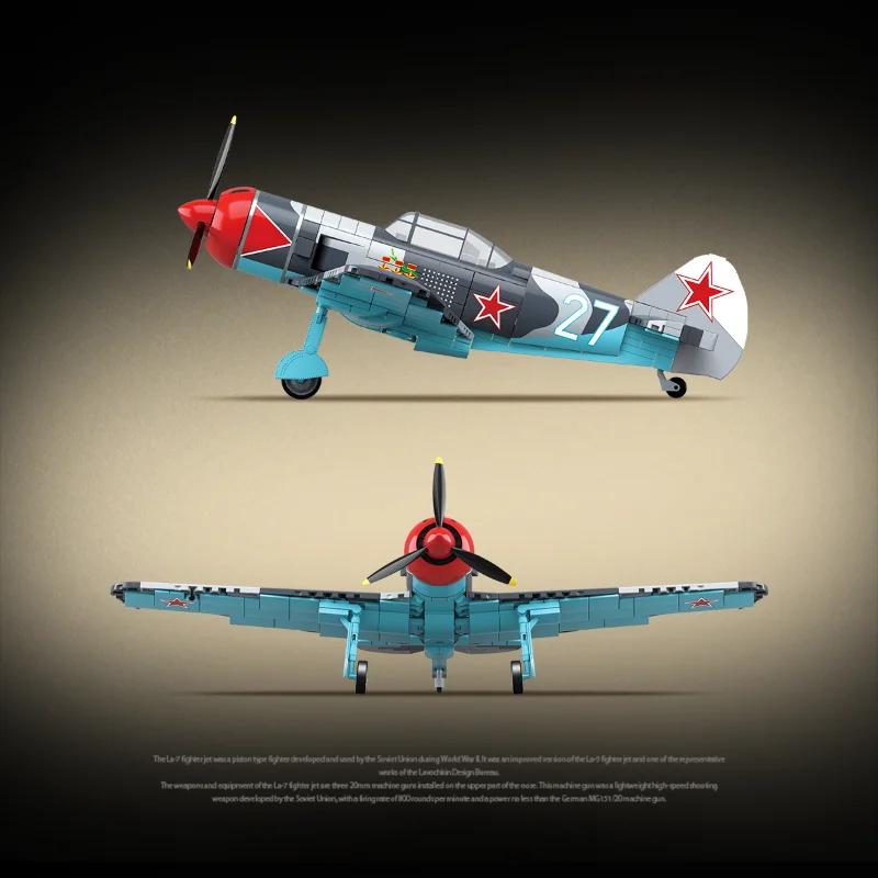 STEM Конструктор Истребитель Самолет La-7 Spitfire Як-1Б Bf-109E Самолет Технические Кирпичики Детская Игрушка подарки на день рождения
