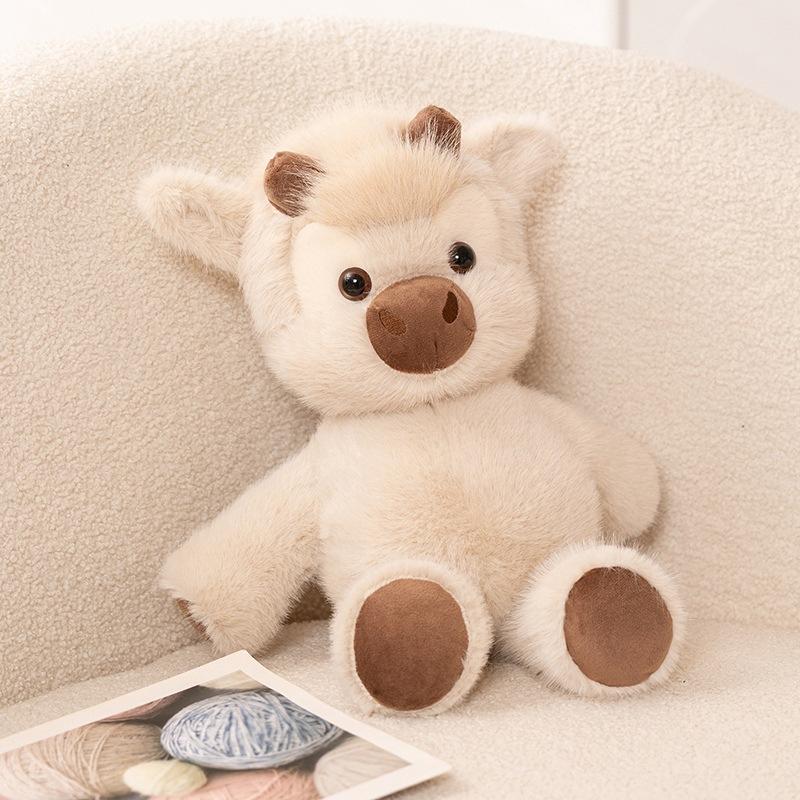 Highland Cattle Plush Toy Running Cow Stuffed Animal Adorable Scottish Highland Cow Plushie Soft Animal Gift For Kids Adults