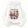 Vibrant Christmas Anime Girls Print Kids Hooded Pullover, Santa Hat Front Decor, Soft Warm Hoodie, Daily Top For Family Gatherings And Outdoor Trips