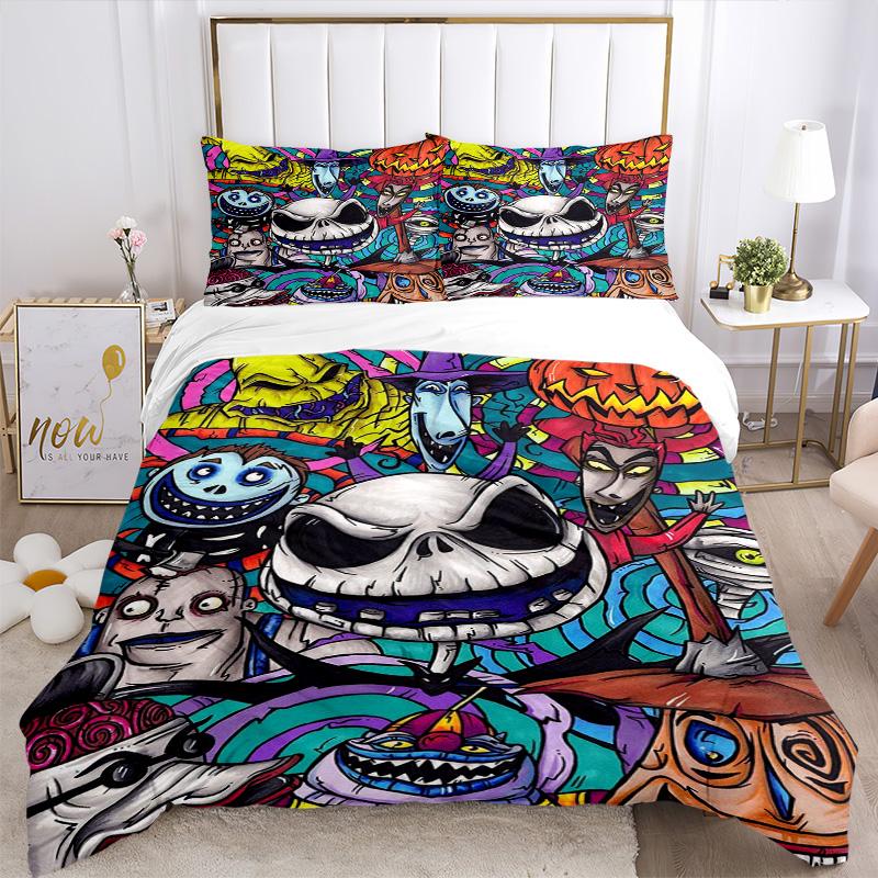 Nightmare Before Halloween Print 3Pcs Bedding Setduvet Cover With 2 Bedropillowcase Home Birthday Gift
