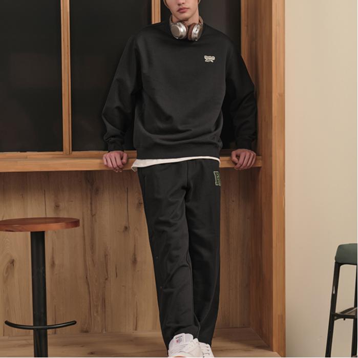 Reebok Solid Color Crew Neck Pullover Sweatshirt Unisex Sweatshirt Black 23FRC301UGH0