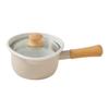 Fuji Enamel Petit Pot with Draining Glass Small Light Gray Lid, Saucepan,