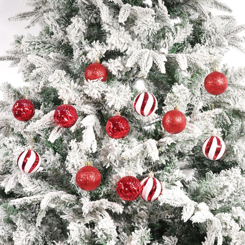 12-Piece 6cm Glitter Wave Christmas Ball Set for Tree and Ceiling Decoration