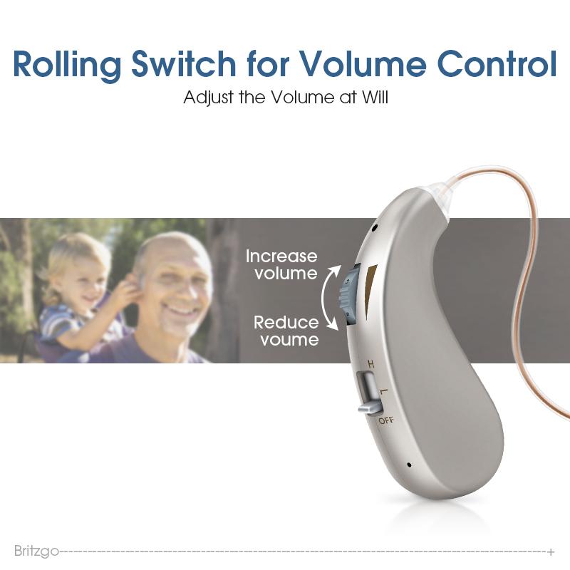 Слуховой аппарат Britzgo, перезаряжаемый мини-усилитель звука для пожилых людей, интеллектуальные 2 шт. слуховые аппараты для слуховых аппаратов