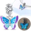 S925 Sterling Silver Ice Blue Butterfly Pendant Fit  Charms Silver S925 Original Bracelet for Jewelry Making