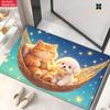 2D Flat 1pc 850gsm Velvet Door Mat Hammock Cat Art HD Printed Kitchen Rugs,Non-Slip Yoga Mats,Absorbent Machine Washable Polyester Rug for Bathroom,Li