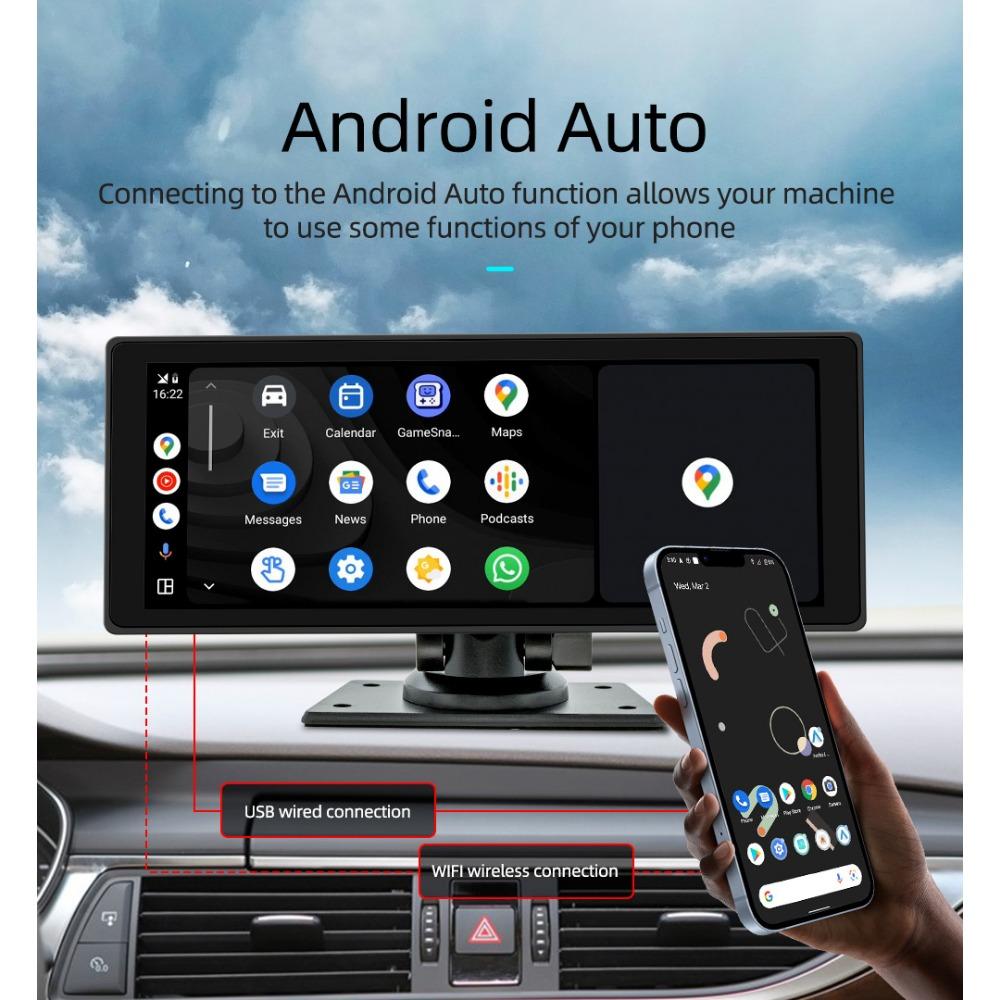 10.26 Inch 2024 Model B5303R-Portable Car MP5 Multi-function Navigation Carplay Car Music Built-in Audio Camera Driving Recorder