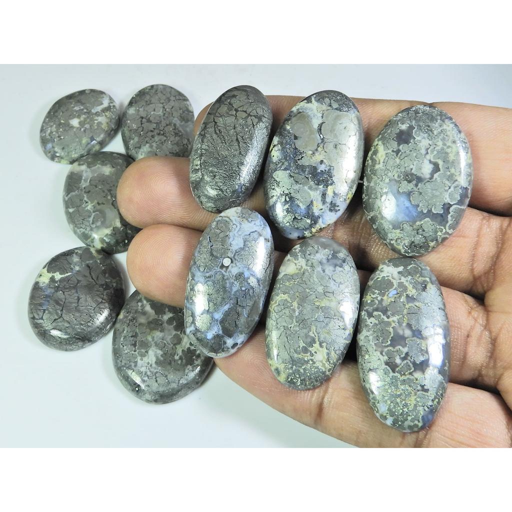 460Cts. Natural Marcasite Oval Shape Cabochon Loose Gemstone 12 Pcs Lot C-316