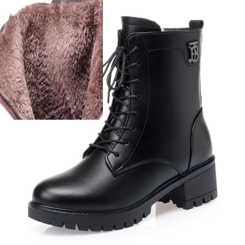 Зимние сапоги женские женские ботильоны из натуральной кожи теплые шерстяные мотоциклетные ботинки на шнуровке женские