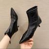 Pointed Toe Ankle Boots Women Fashion Side Zippers Short Boots Female Slim Thin High Heel Winter Women's Short Plush Footwear
