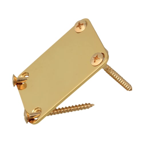 Bstinay Square Neck Plate, Neck Joint Plate, Electric Guitar Part, with Screws, Metal, Gold