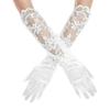 1 Pair Women Prom Gloves See-through Lace Flower Pattern Five Fingers Opera Performances Bride Wedding Photo Prop Arm Cuffs