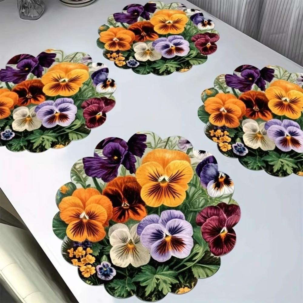 Heat Resistant Petal Round Mat Round Shape Heat Resistant Placemats Tea Party