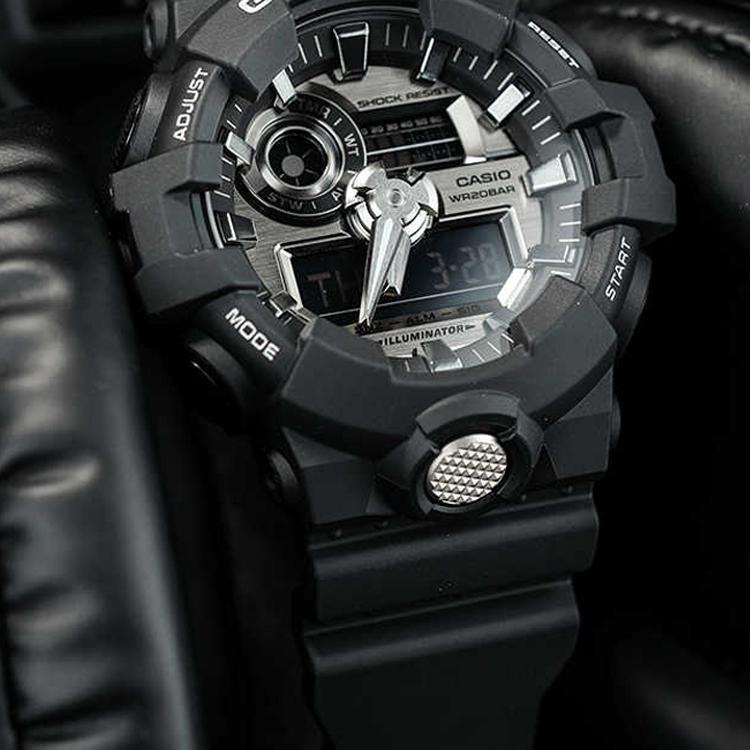 Casio Мужские часы с двойным дисплеем (жидкокристаллический/аналоговый) Серия Черные Часы GA-710-1APR GA-710-1APR