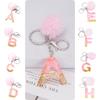 Stylish Keychain With Fluffy Ball And Gold Foil Letters Car Bag Pendant
