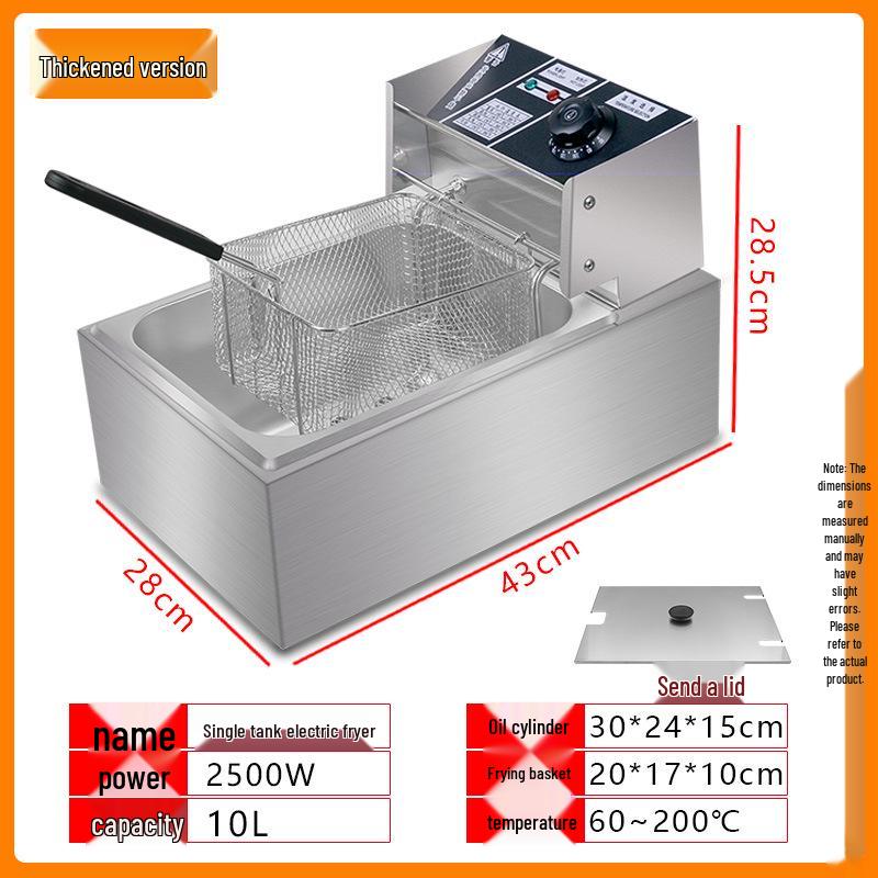 Dual Tank Stainless Steel Electric Deep Fryer - Constant Temp Fryer for Skewers, French Fries, Street Food.