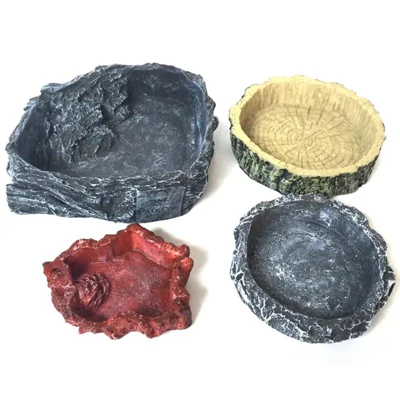 Synthetic Resin Reptile Feeding Basin Shallow Water Bowl for Tortoises Snakes Lizards and Turtles Non Toxic Pet Feeder Tool