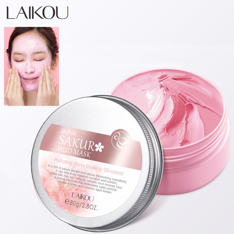 LAIKOU Cherry Blossom Mud Mask 80g Smear-type Mud Mask To Clean Pores Skin Care Moisturizing and Hydrating