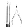 Маникюрный набор из 3 предметов из нержавеющей стали: Большой двухсторонний пушер для удаления кутикулы и инструменты для чистки ногтей