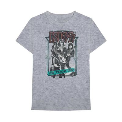 Серая футболка унисекс Kiss Cd Lgo Us Tour 1976 Peter Gene Ace Paul