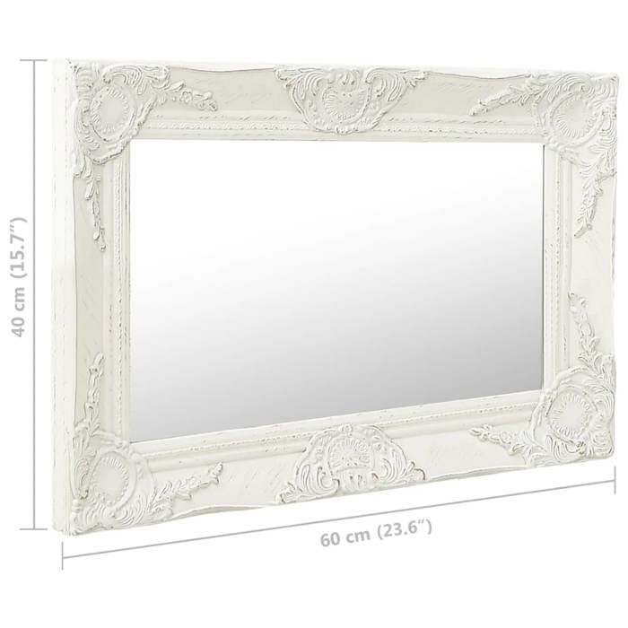 VidaXL Wall Mirror Baroque Style 60x40 Cm White 320328