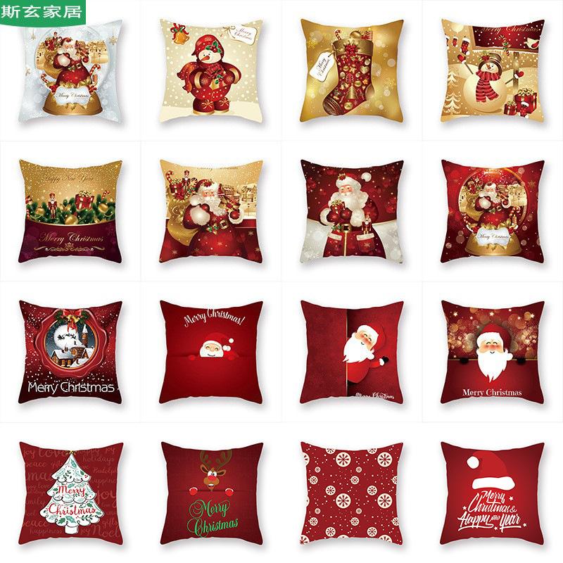 Подушка с мультяшным принтом Рождественская Праздничное украшение Наволочка для диванной подушки Рождественская подушка