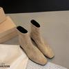 Small Ankle Boots Retro High-end Temperament Suede Small Short Boots Women's French Fashion Thick Heel Foreign Style Versatile Thin Boots