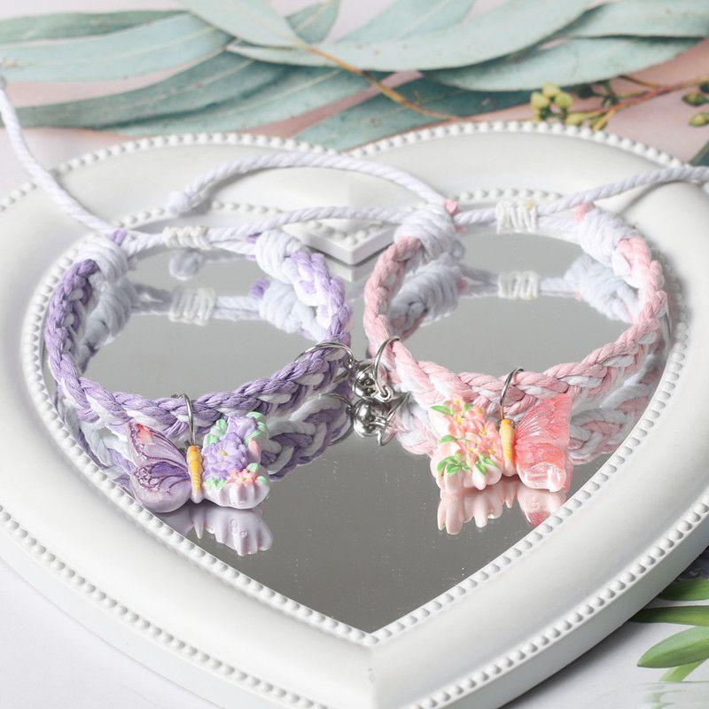 Оригинальный плетеный красочный браслет на магнитной застежке для трех человек «Милые подружки», красивый, регулируемый, парный, на присоске, ремешок для ношения