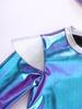 Baby Girls Color Block Alien Outfit Long Sleeve Press Button Crotch Metallic Romper Photography Costume