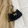 Solid Color Bow Underarm Bag Pu Leather Women's Handbag Fashionable Bowknot Armpit Bag  Girls