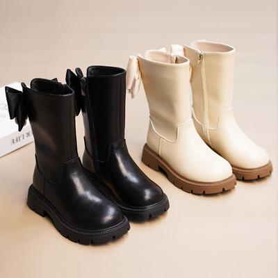 Детские кожаные ботинки весна и осень новые стили осенние и зимние длинные ботинки с бархатом длинный голенище высокий голенище принцесса