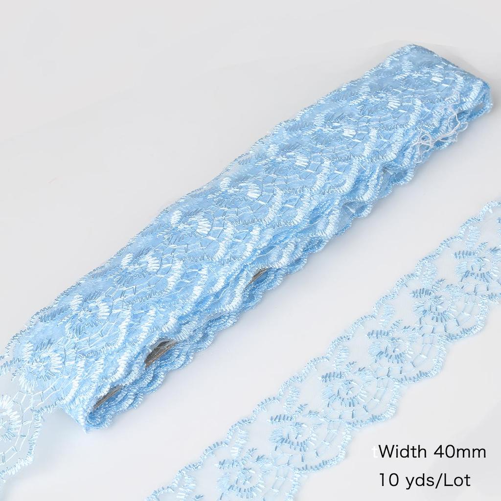 10yards/lot Multi-Color Lace Trim Fabric 40MM Embroidered Net Lace Trim For Sewing Decoration DIY Embroidered Lace Ribbon
