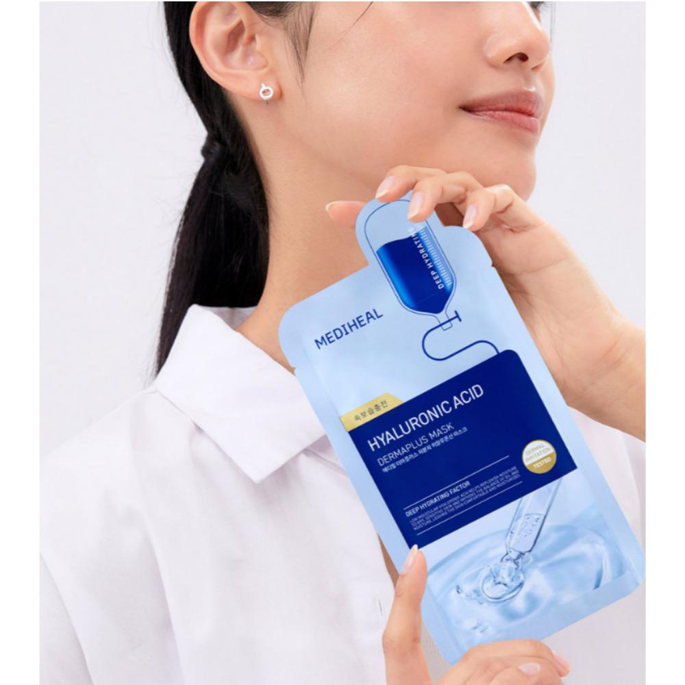 Mediheal Маска Derma Plus, упаковка 22 мл X 10 листов (6 типов) / Гиалуроновая кислота, Cica, Береза, Алоэ, Сердцелист / Маска-лист