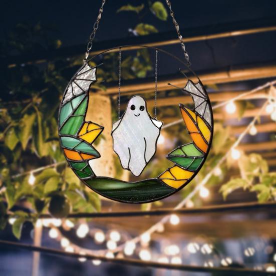 Хэллоуин Качели Призрак Подвесные Украшения Дома Офис Внутреннее Уличное Акриловое Витражное Стекло