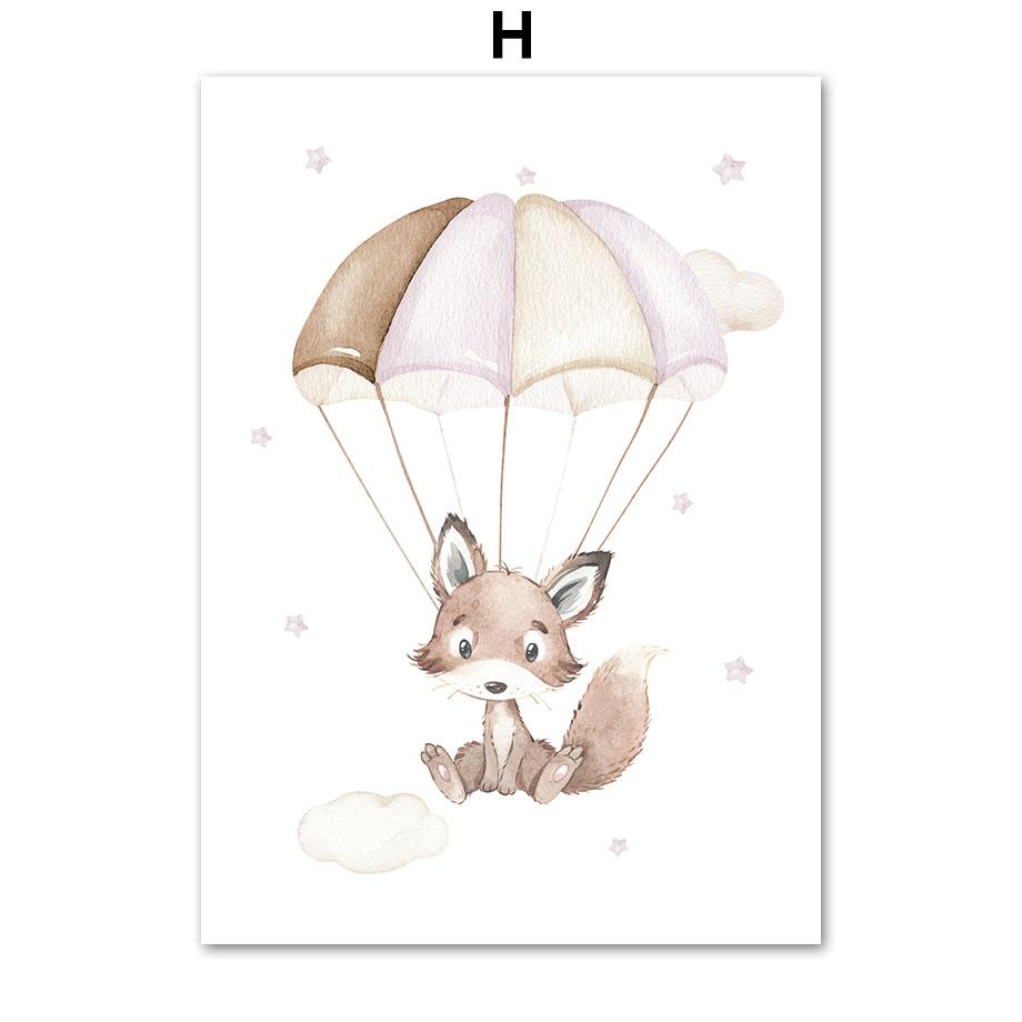 Летающие животные самолет воздушный шар дирижабль детская настенная живопись на холсте плакат на скандинавскую тему и принт девушка комната домашний декор