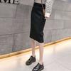 Трикотажная юбка осень-зима корейская версия студенческая юбка с высокой талией и разрезом для утягивания для детей