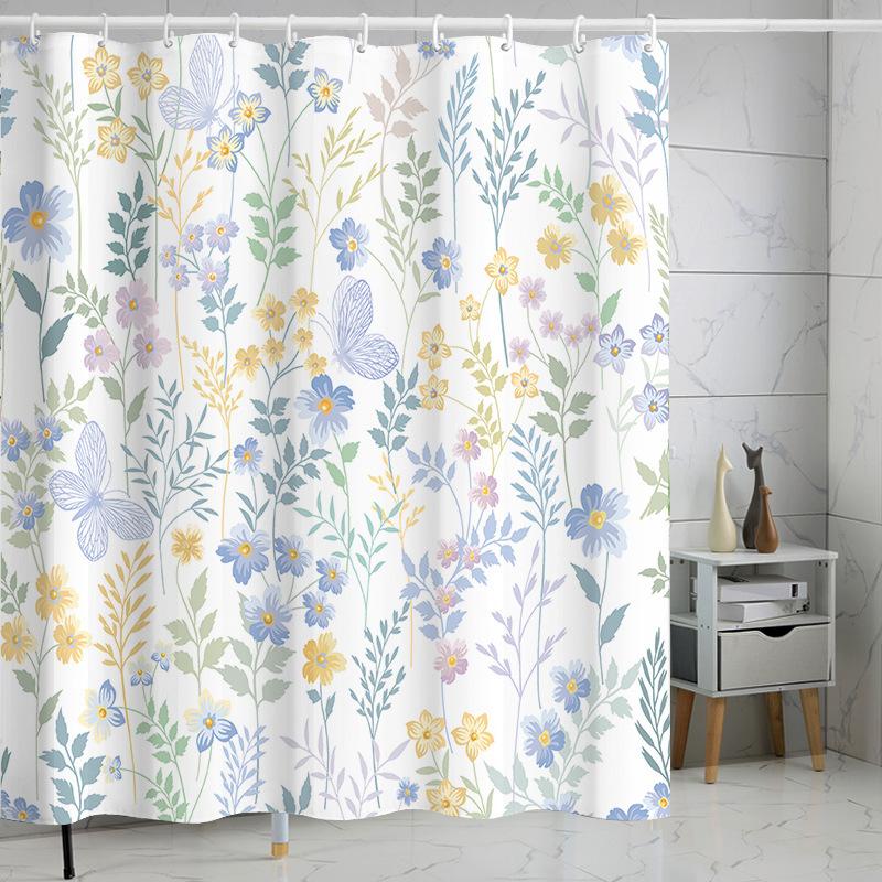 Flower Leaf Bathroom Thickened Waterproof And MildewProof Shower Curtain Design