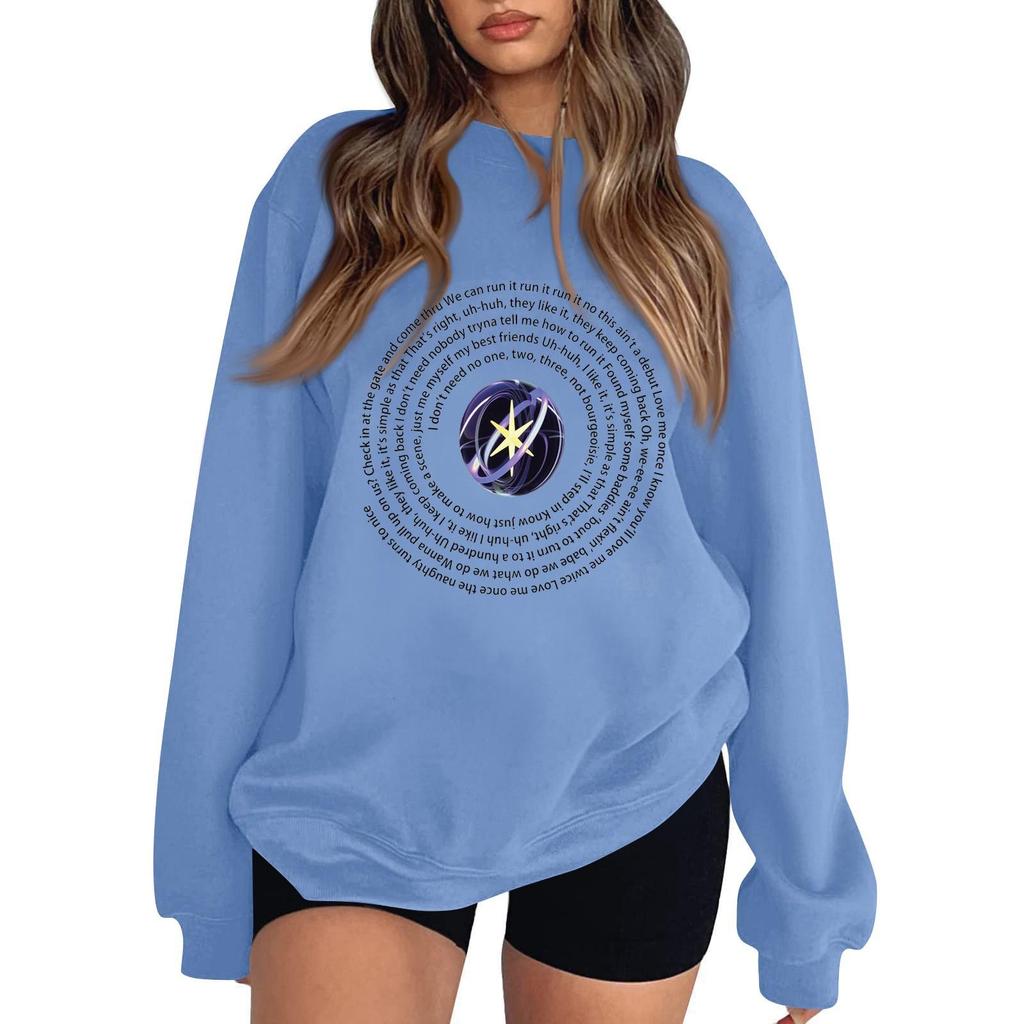 Women's Fashionable And Casual Long Sleeve Round Neck Printed Sweatshirt