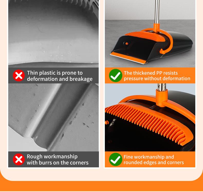 Семейный набор: вертикальная метла и совок с очень длинной ручкой для использования в помещении/на улице