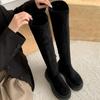 Women Over The Knee High Boots Fashion Slip On Stretch Long Booties Autumn Winter Platfrom Flats Ladies Shoes