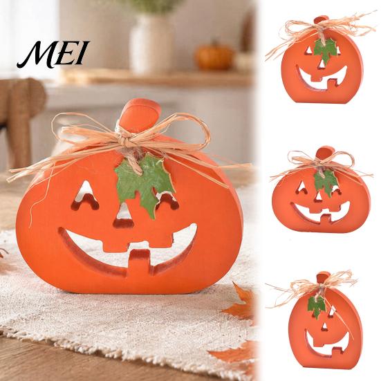 Fall Tiered Tray Decor Halloween Indoor Wooden Pumpkin Table Sign, Spooky Tabletop Block Entryway Display Items Centerpiece for Office Home