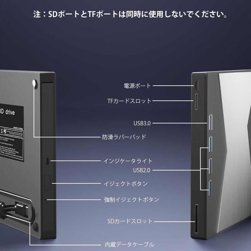 [2025 Innovative Version] External Blu-ray Drive, 4K UHD Playback Compatible, Blu-ray Player, BDDVDCD Player, PlaybackReadWrite Support, High-Speed