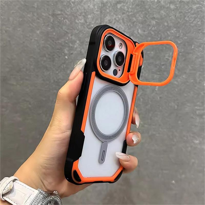 Ударопрочный защитный чехол Armor Stand для iPhone 16 15 14 13 12 11 Pro Max Plus для магнитного беспроводного зарядного чехла Magsafe