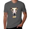 WHiPPeT GReYHouND DOG PRiNT HOLLYWOLLY ОТ SHIRLEY MACARTHUR Футболка Мягкая Повседневная С Коротким Рукавом Хлопковая